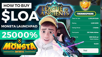 How to buy LOA tokens League of Ancients with xstt on Monsta Launchpad full tutorial guide Swap Moni