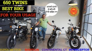 Shocking ! Which 650 Twin ? Super Meteor Vs Shotgun Vs Continental GT Vs Interceptor 😎😎Vlog No 551