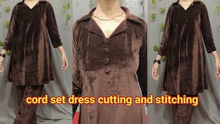 winter Collar Co-ord Set Cutting And Stitching/velvet cord set design/2025 Velvet Co-ord Set #viral 