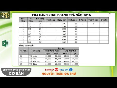 Video Cơ bản 25.4.2019 Đề 3 Excel | Tổng thành tiền trước... - youtube