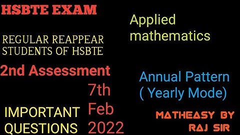 2nd assessment IMPORTANT QUESTIONS of  mathematics for hsbte students