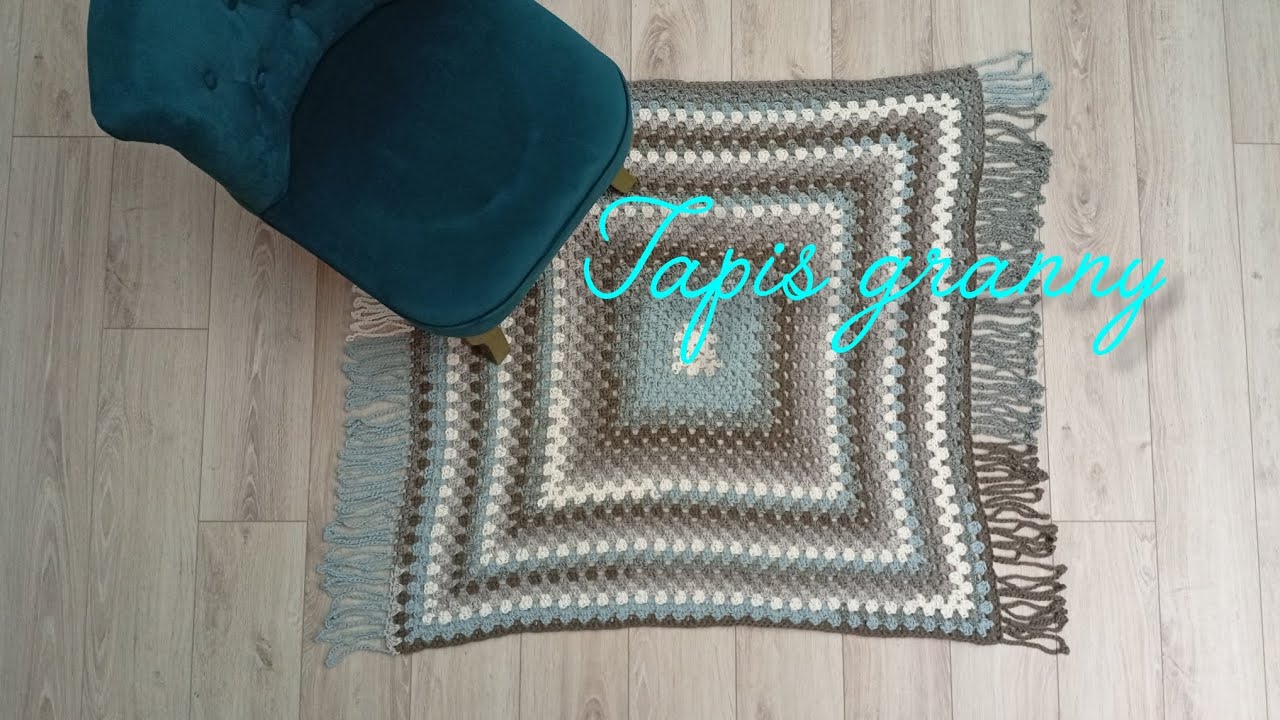 Tapis granny au crochet de 1m/ 1m, idéal pour un studio❤️
