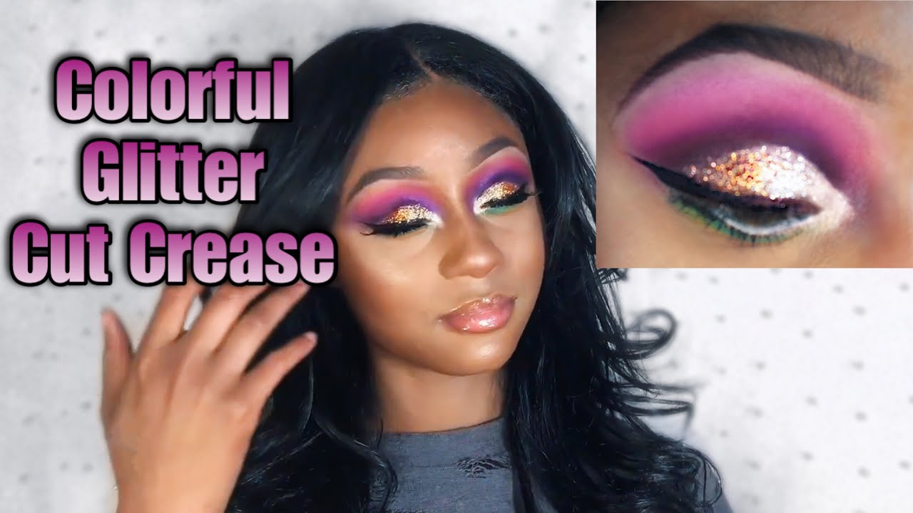 Colorful Glitter Cut Crease Makeup Tutorial - YouTube