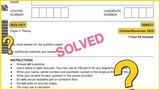 O Level Biology 5090 | Oct Nov 2025 Paper 21 SOLVED!