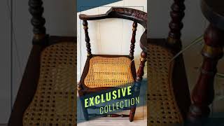 Vintage Wood And Rattan Corner Chair - Small Side Chair For Interior Design