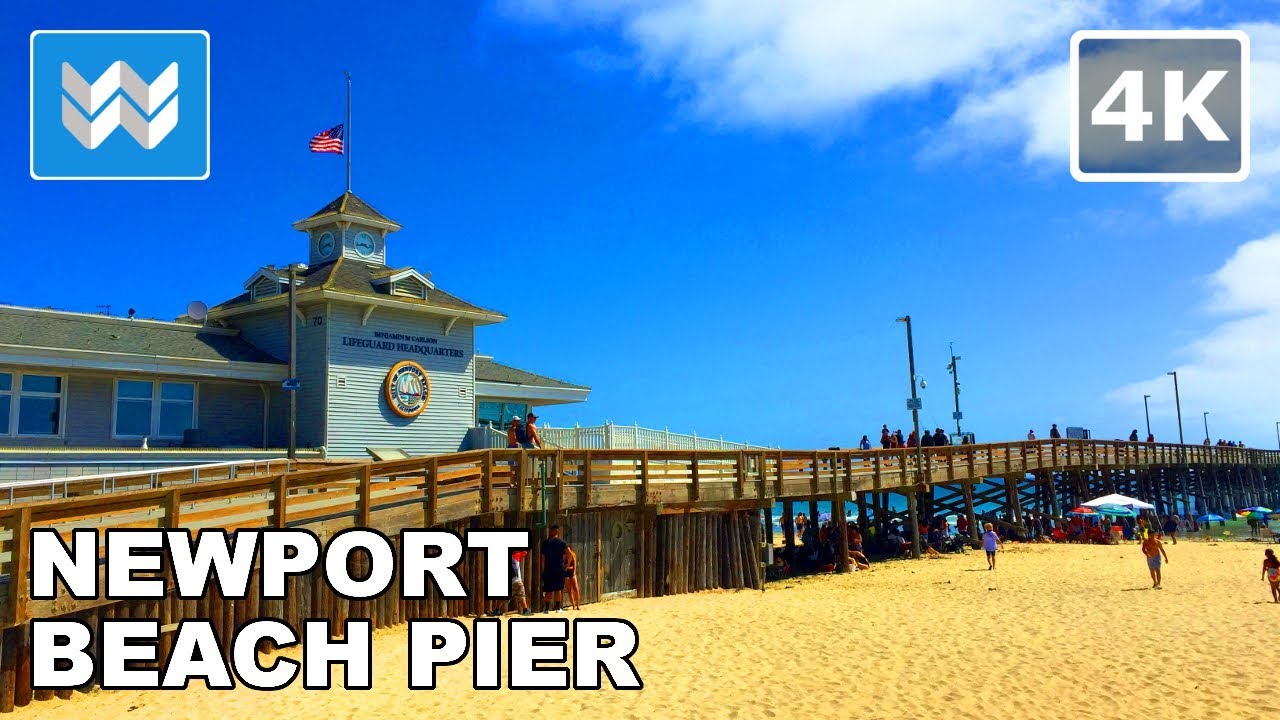 ⁣Walking tour of Newport Beach Pier in Orange County, California 【4K】