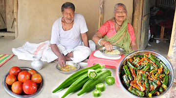 LADY FINGER FRY l Lady's finger Recipe Cooking by Village Grandmother/Niramish Day-5
