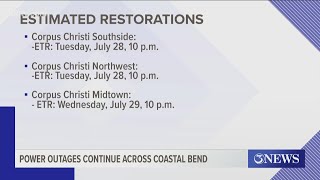 Less than 1,000 people in Corpus Christi without power, over 80-percent of power restored in the are