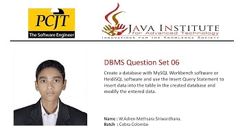 DBMS Question Set 06 | 1st Year | Semester 01 | Data Base Management System I | Java Institute