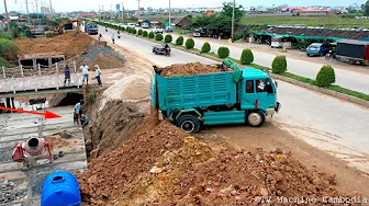 NEW MIX! Step by Step Setup New Huge Sewer Drain Pipe Filling Use Bulldozer & Truck Spreading
