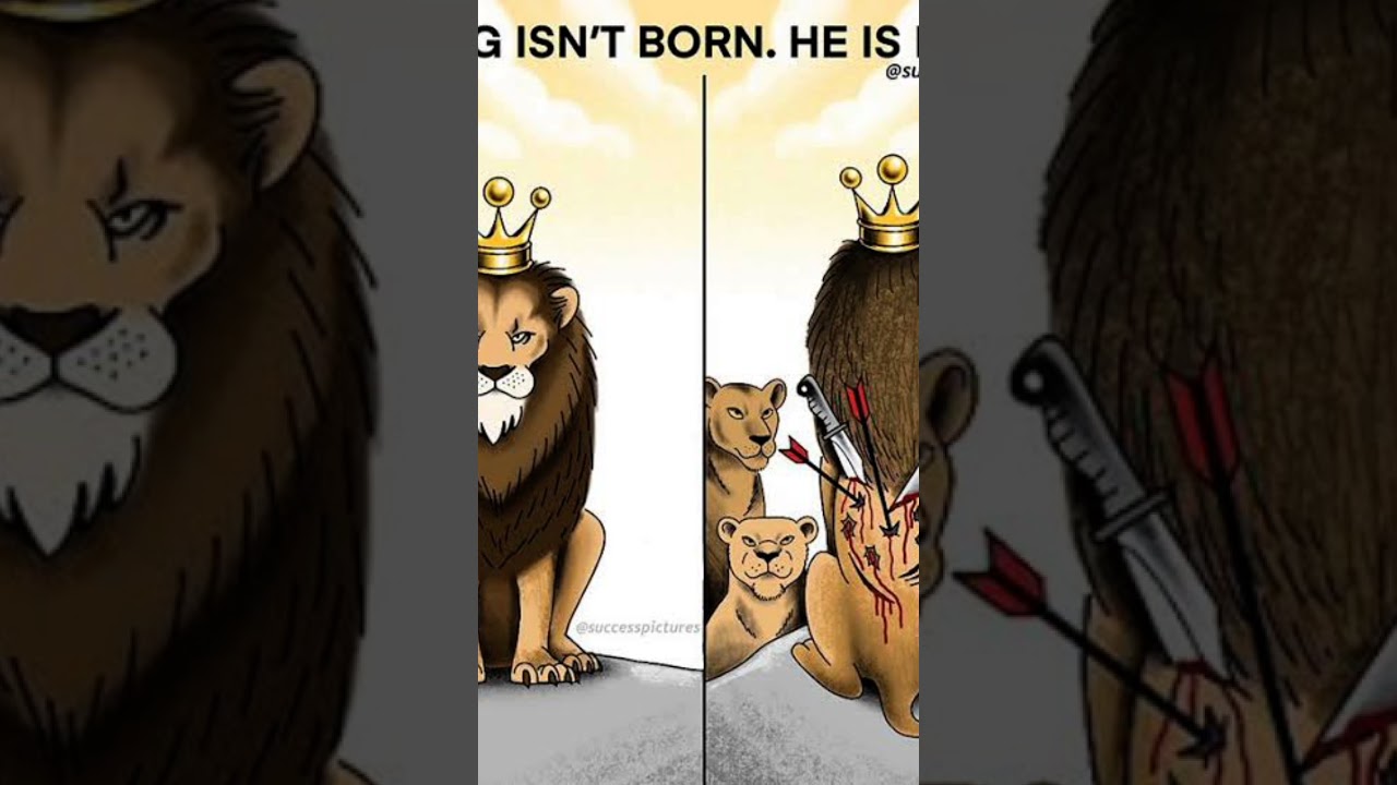 This illustration uses the lion as a metaphor for leadership and resilience.From the front