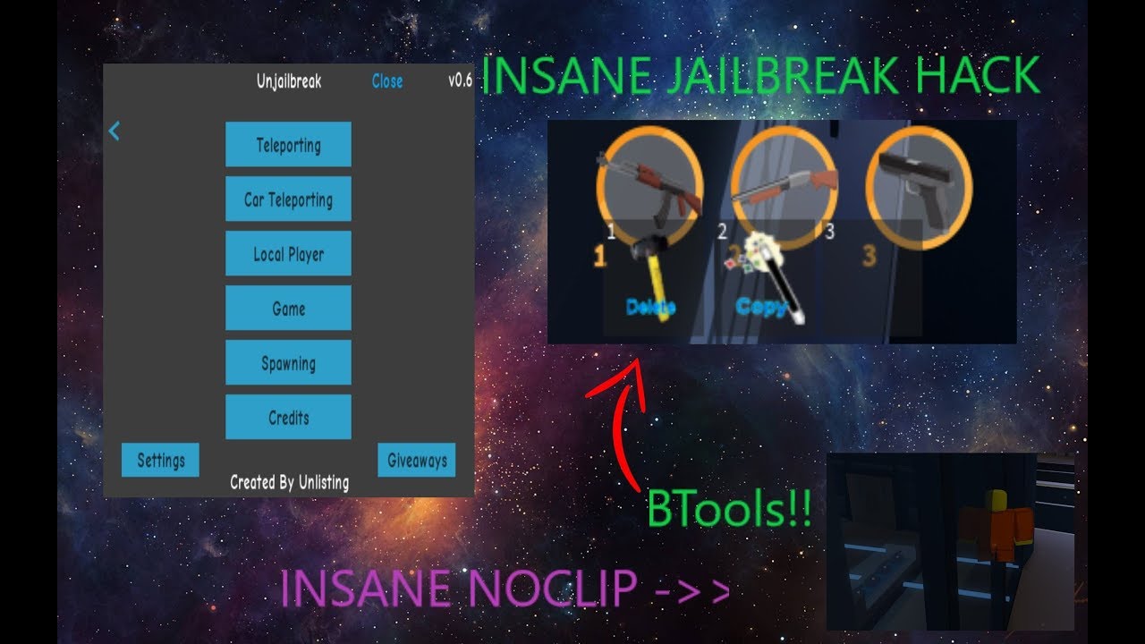 Insane Roblox Jailbreak Hack!! NOCLIP Get UNLIMITED $$$ FLY (BTOOLS)!!!