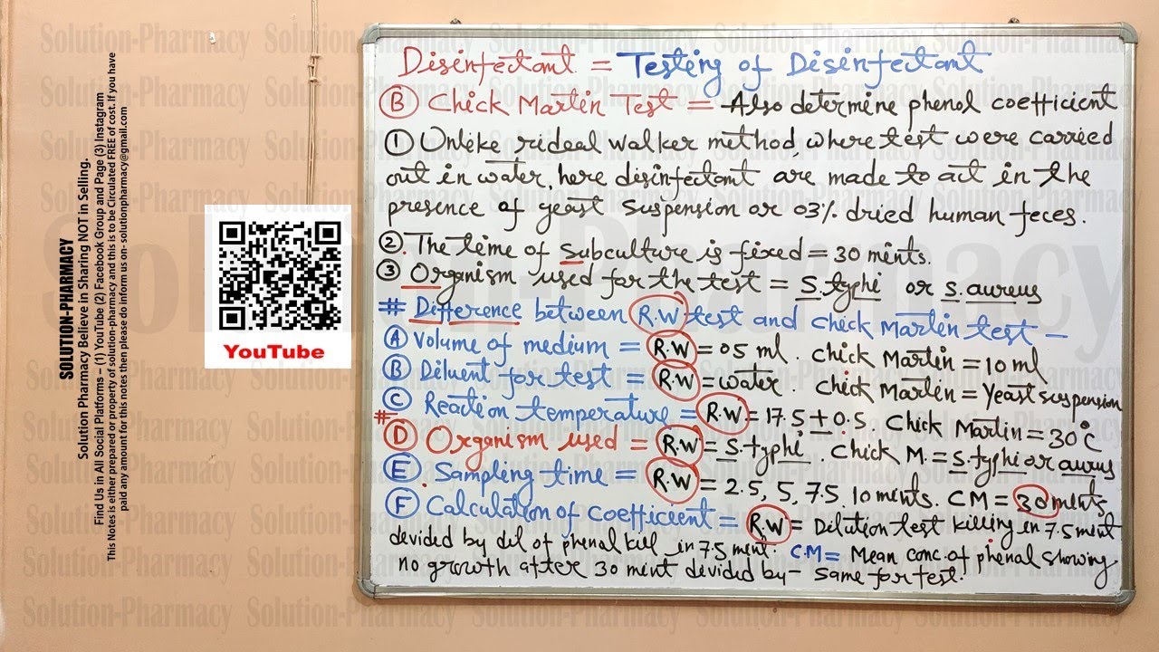 Microbiology 94 =Disinfectants (07) = Evaluation of Disinfectant by Chick Martin Test | Disinfectant