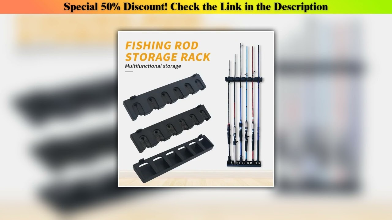 Unboxing 1Pcs Fishing Rod Storage Rack 6 Holes Wall-mounted Fishing Pole Holder Bracket Vertical &•