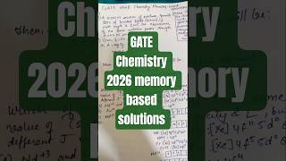 📢GATE CHEMISTRY 2026 memory based solutions 📢🔥💯