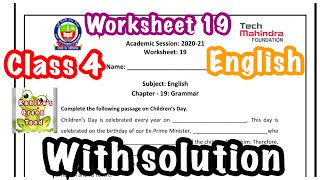 Class 4 English worksheet 19 solved assignment