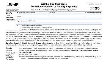 IRS Form W-4P walkthrough (Withholding Certificate for Periodic Pension or Annuity Payments)