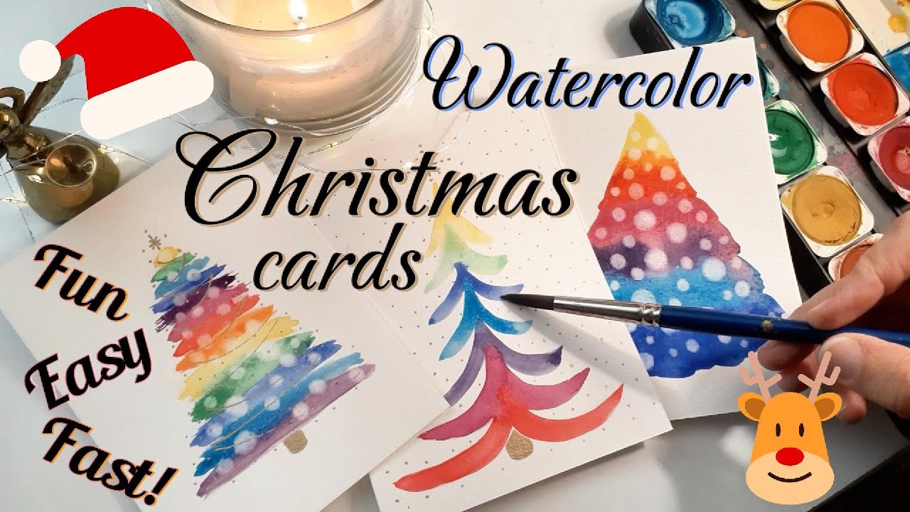 How to paint fun and easy watercolor Christmas cards for beginners ...