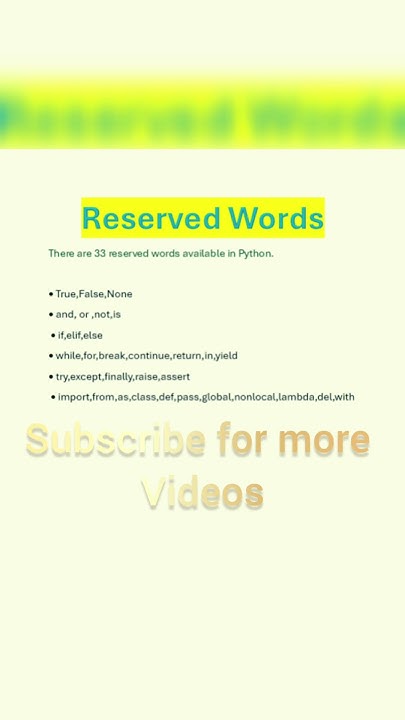 Reserved Words in Python || #python #shorts #shortsfeed #programming # ...