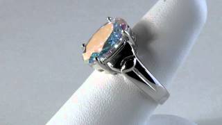 Cubic Zirconia Sterling Silver Ring Aurora Borealis 9.5 Carat Costume Jewelry by PalmBeach Jewelry