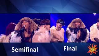 eurovision - san marino - Senhit - Adrenalina comparation semifinal vs final