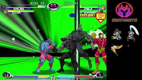 MvC2 Dhalsim / Cyclops 55%+ K.O. link, Flying screen deterioration, OTG inferno xx MOB combo 9/6/23
