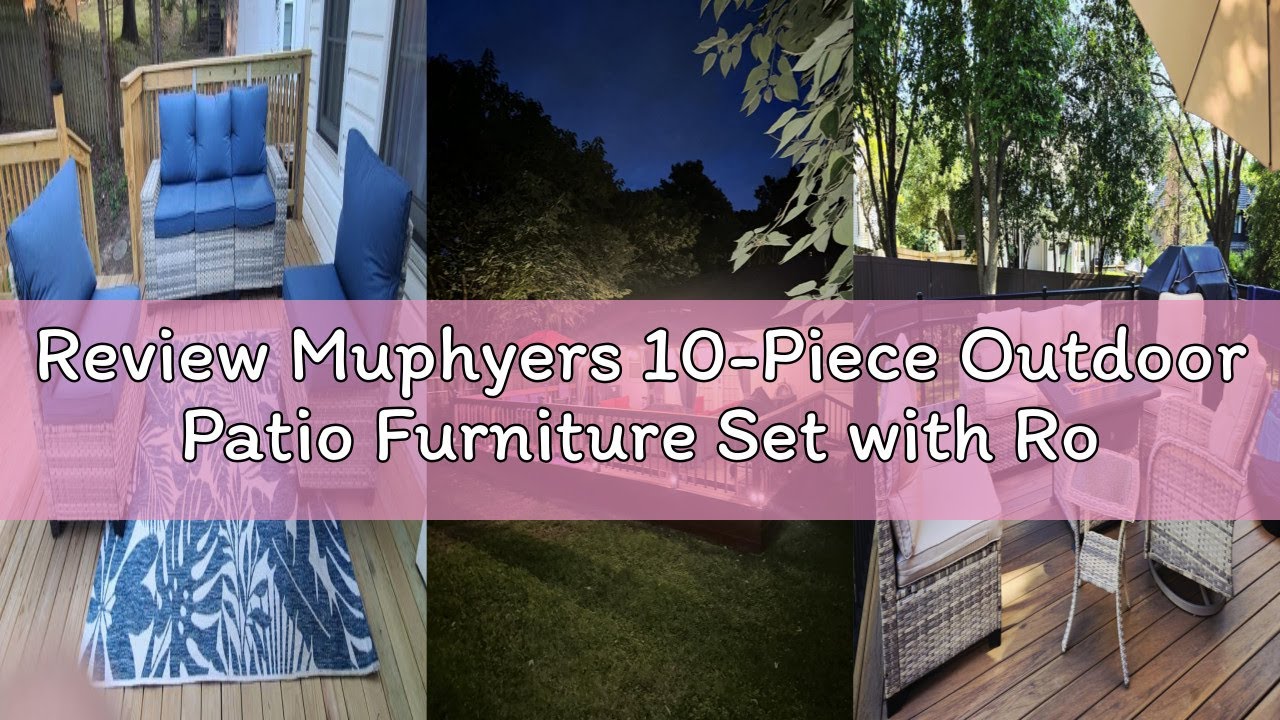Review Muphyers 10-Piece Outdoor Patio Furniture Set with Rocking Swivel Chair, PE Wicker Rattan Sec