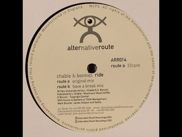 洋楽レコード　Chable & Bonnici ride WRRC Chable & Bonnici ‎– Ride (Original Mix) - YouTube