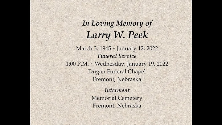 Larry Peek Funeral Service