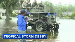 Slow-moving Tropical Storm Debby bringing torrential rains, major flood threat to southeastern US