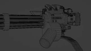 m134 minigun shooting blender animation