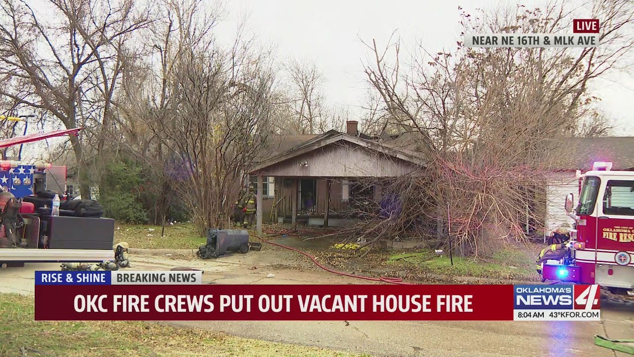 OKC fire crews extinguish vacant house fire - YouTube