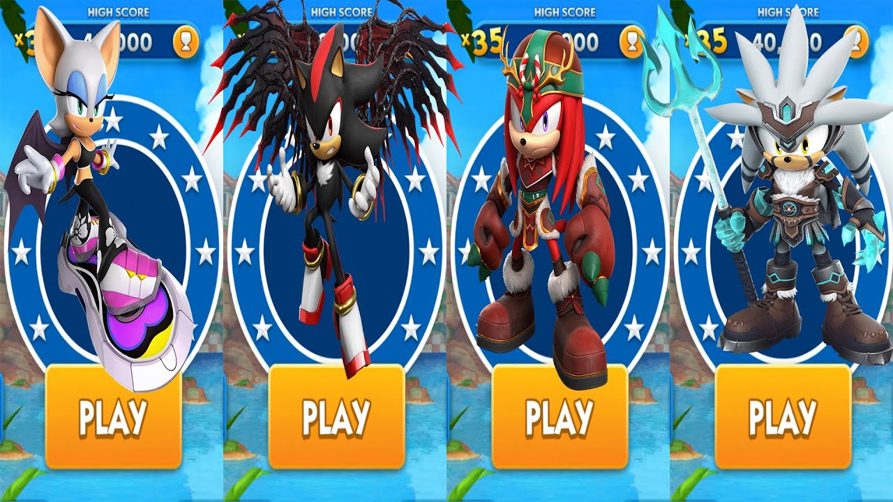 Sonic Dash New Runners vs Bosses: Riders Rouge, Doom Shadow, Reindeer Knuckles, Ragnarök Silver