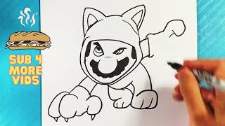 EASY How to Draw MARIO MOVIE - Cat Mario
