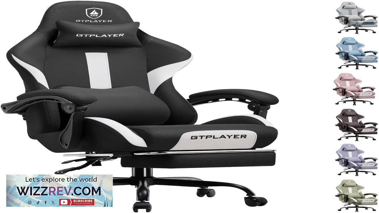 GTRACING Gaming Chair with Foot Rest & Pocket Spring Cushion Breathable Fabric