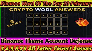 Binance Word of the Day Answer Today 20 February 2026 | Account Defense theme | All Letter Answer