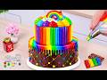 Glamorous Mini Melting Rainbow Chocolate Cake 🍰 Impressive Mini Cake Decorating 🌈 How To Cake