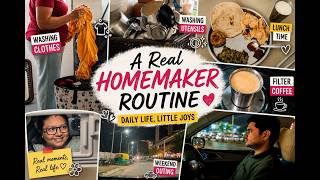 Daily Indian Homemaker Routine 🌸 | Washing, Cooking, Tea Time &amp; Weekend Coffee Date | Vlog