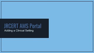 Adding a Clinical Setting 06-23