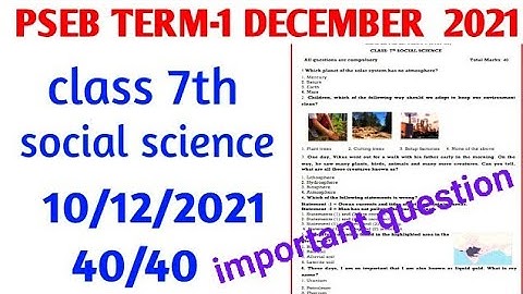 7th social science, Term-1 important question December 2021 | PSEB Term-1 exam | 