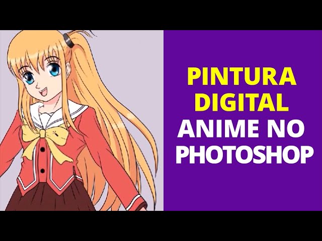 Uma pintura digital de um estilo girl anime