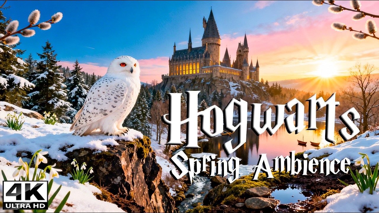 Spring Awakens Over Hogwarts Lake 🌸🦉 Enchanted Dawn Ambience & Peaceful Music