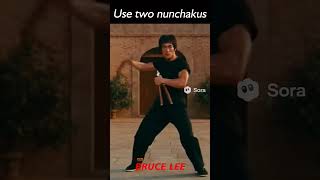 Bruce Lee Use Double Nunchakus
