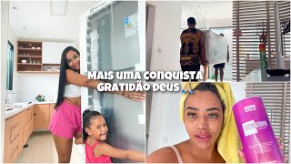 MINHA GELADEIRA CHEGOU | ELA É LINDA | VOLTEI A CUIDAR DO MEU CABELO | CRONOGRAMA CAPILAR