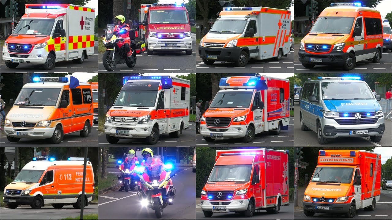 Einsatzfahrten Hilfsorganisationen bei EM-Viertelfinale England-Schweiz in Düsseldorf