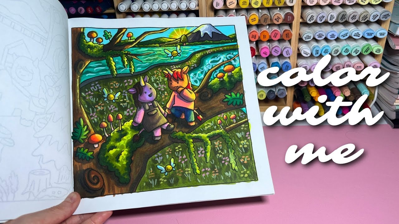 alcohol marker color with me ASMR ✨ | mythical world coloring book | how I color and shade