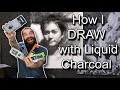 How I Draw with Nitram's Liquid Charcoal/Demonstration. Cesar Santos vlog 079