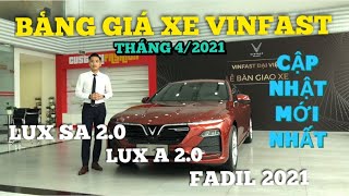 Bảng Giá Xe VinFast Lux SA 2.0, Lux A 2.0, Fadil, VF e34 Cập Nhật Mới Nhất | Nghĩa VinFast