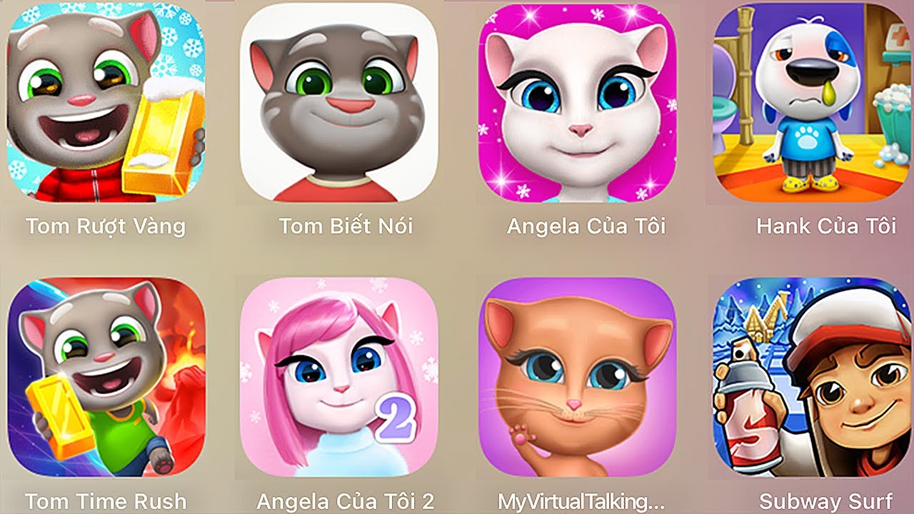 My Talking Tom Cat 2025,Tom Time Rush,Talking Hank,Angela,Angela 2,Talking InNa,