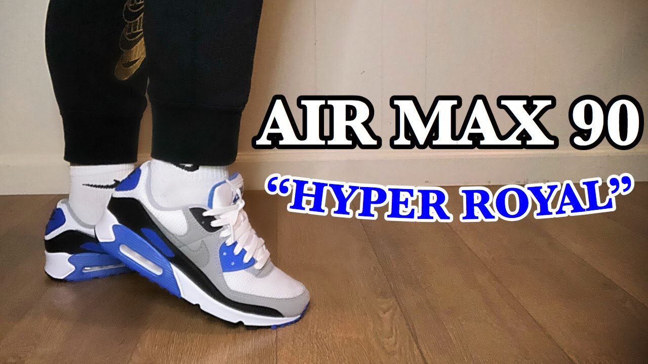 air max 90 royal blue on feet